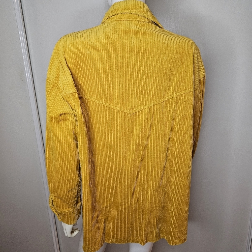Corduroy Button-Up Shirt in Mustard Yellow - Picture 6 of 9